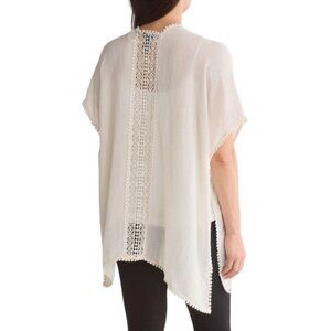 NEW Steve‎ Madden Lace Inset Ruana in Ivory, OS, Crotchet Kimono Cardigan
